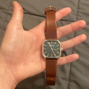 Breda Blue Face Watch with Leather Straps